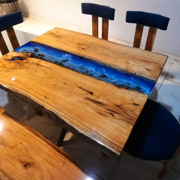Dining table , 4 chairs , bench