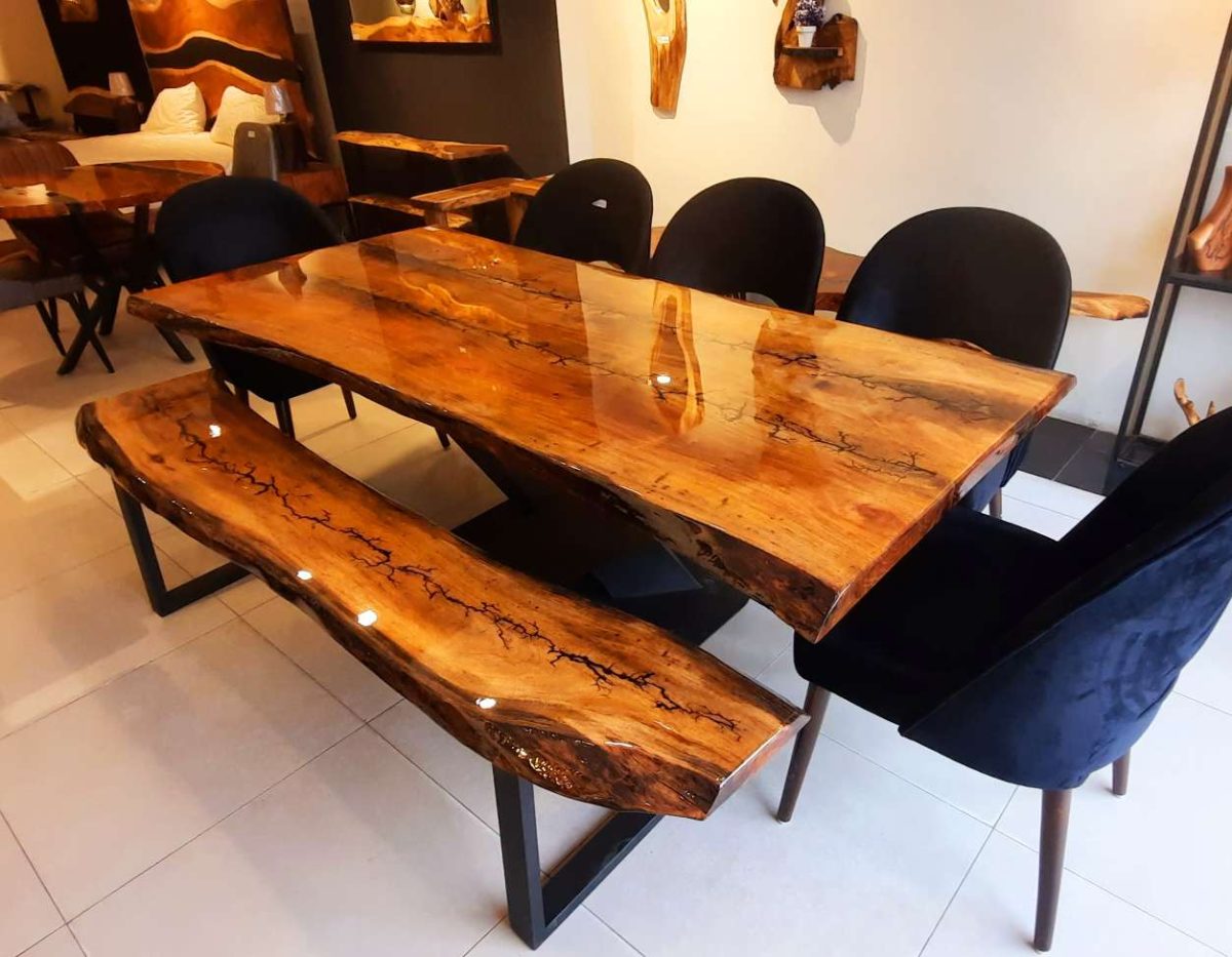Dining table with bench and chairs - Image 3
