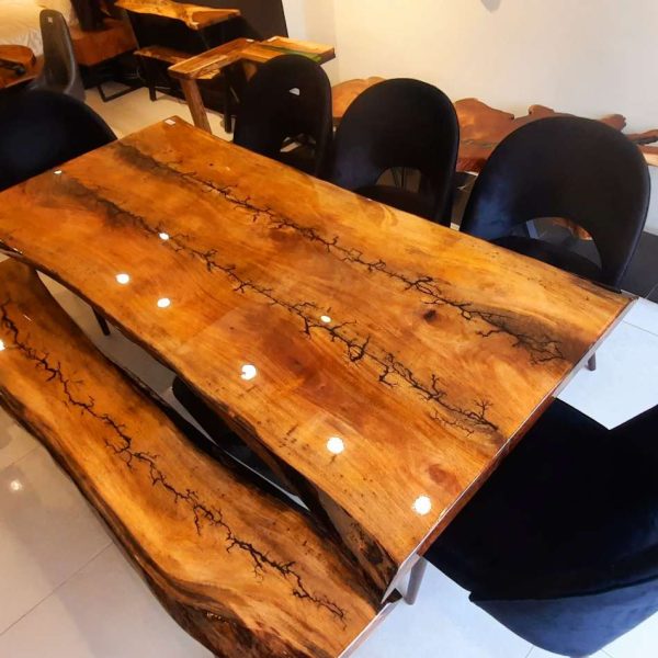 Dining table with bench and chairs