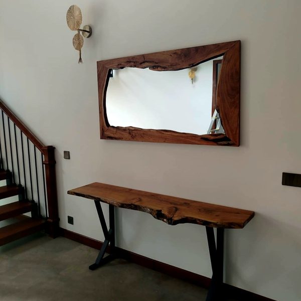 Wooden console + mirror