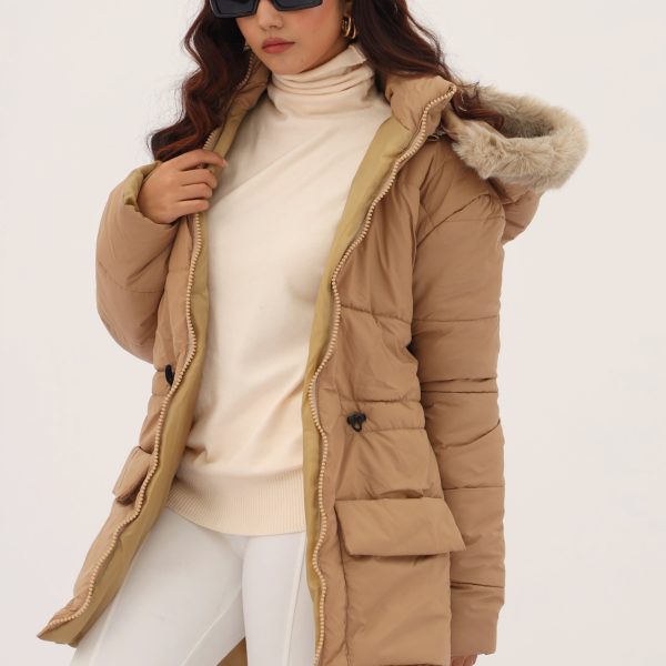 Alaska NEO Soft Puffer Jacket with Fur Hoodie (Tan)