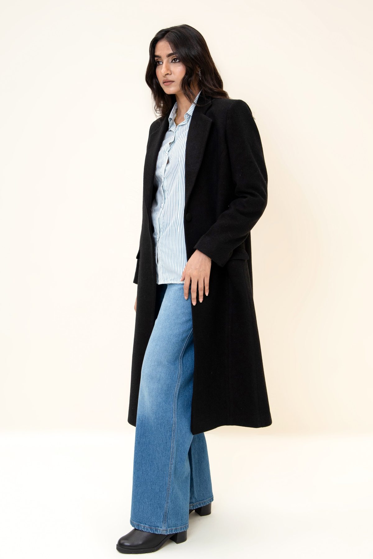 Amelie Long Coat  BLACK - Image 1
