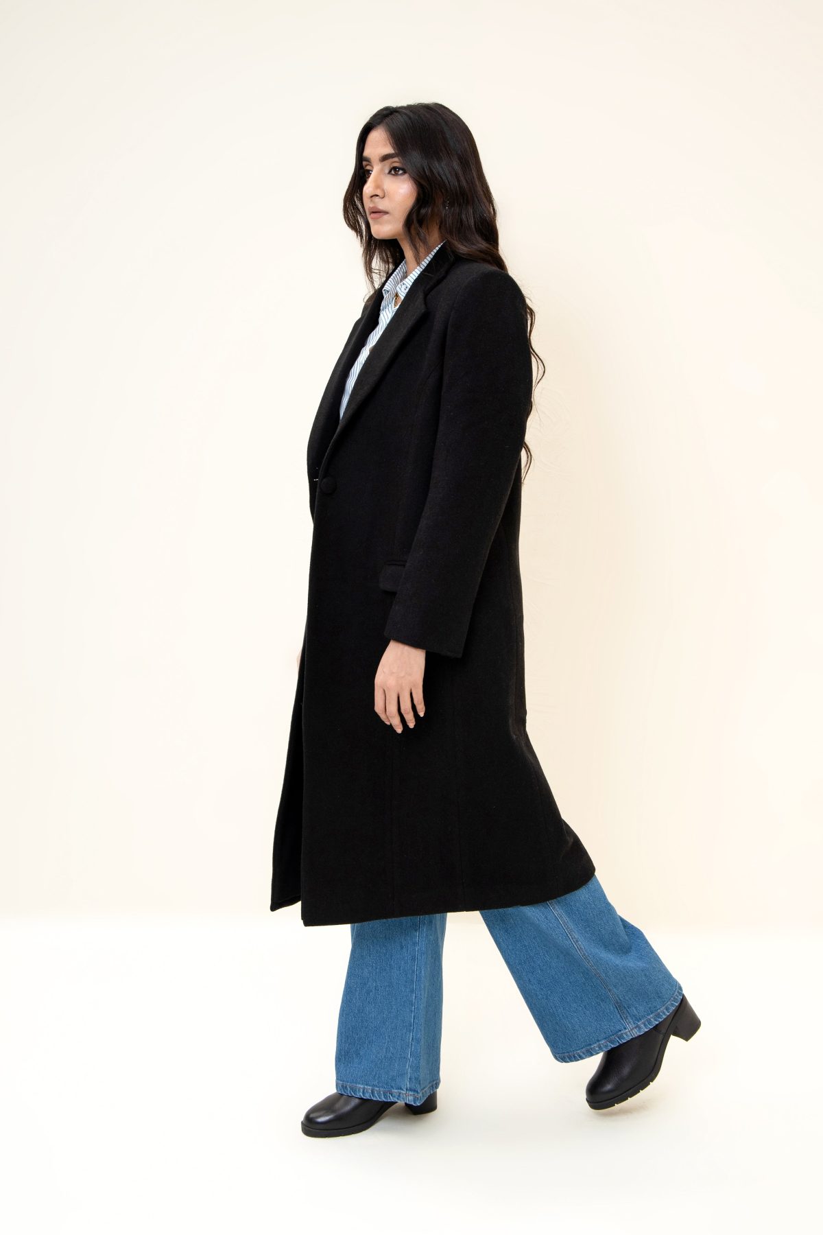 Amelie Long Coat  BLACK - Image 2