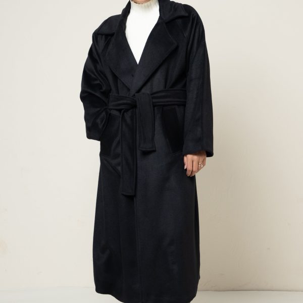 JUNO BELTED COAT- Featherwarm (BLACK)