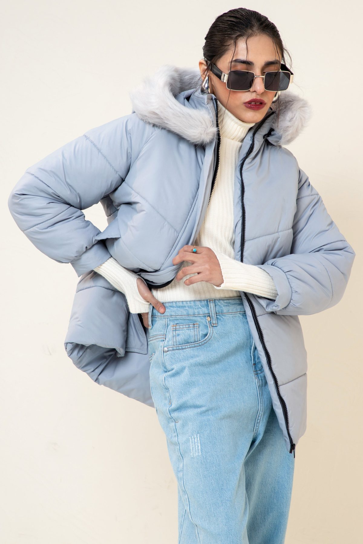 Jaylen Neo Grey with fur Hoodie - Image 2