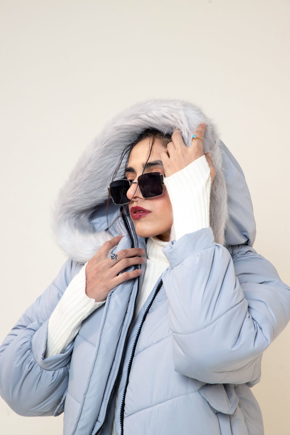 Jaylen Neo Grey with fur Hoodie - Image 3