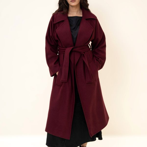 JUNO BELTED COAT CHERRY