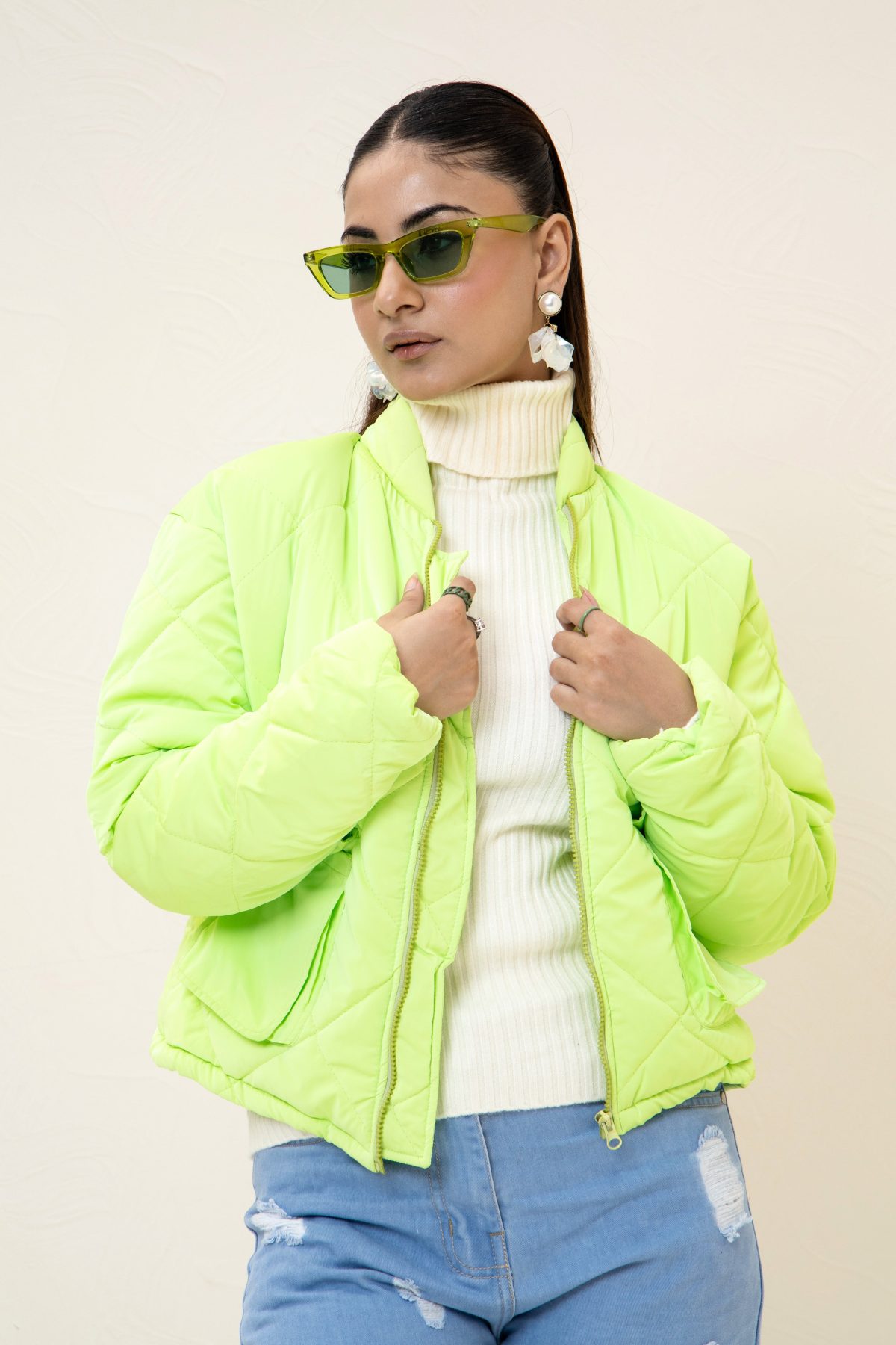 Kendal Puffer Jacket Lime - Image 1