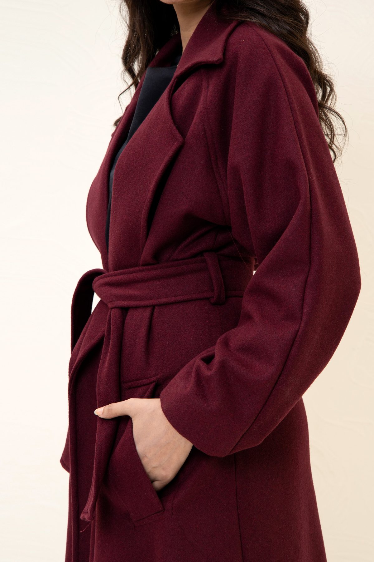 JUNO BELTED COAT CHERRY - Image 4