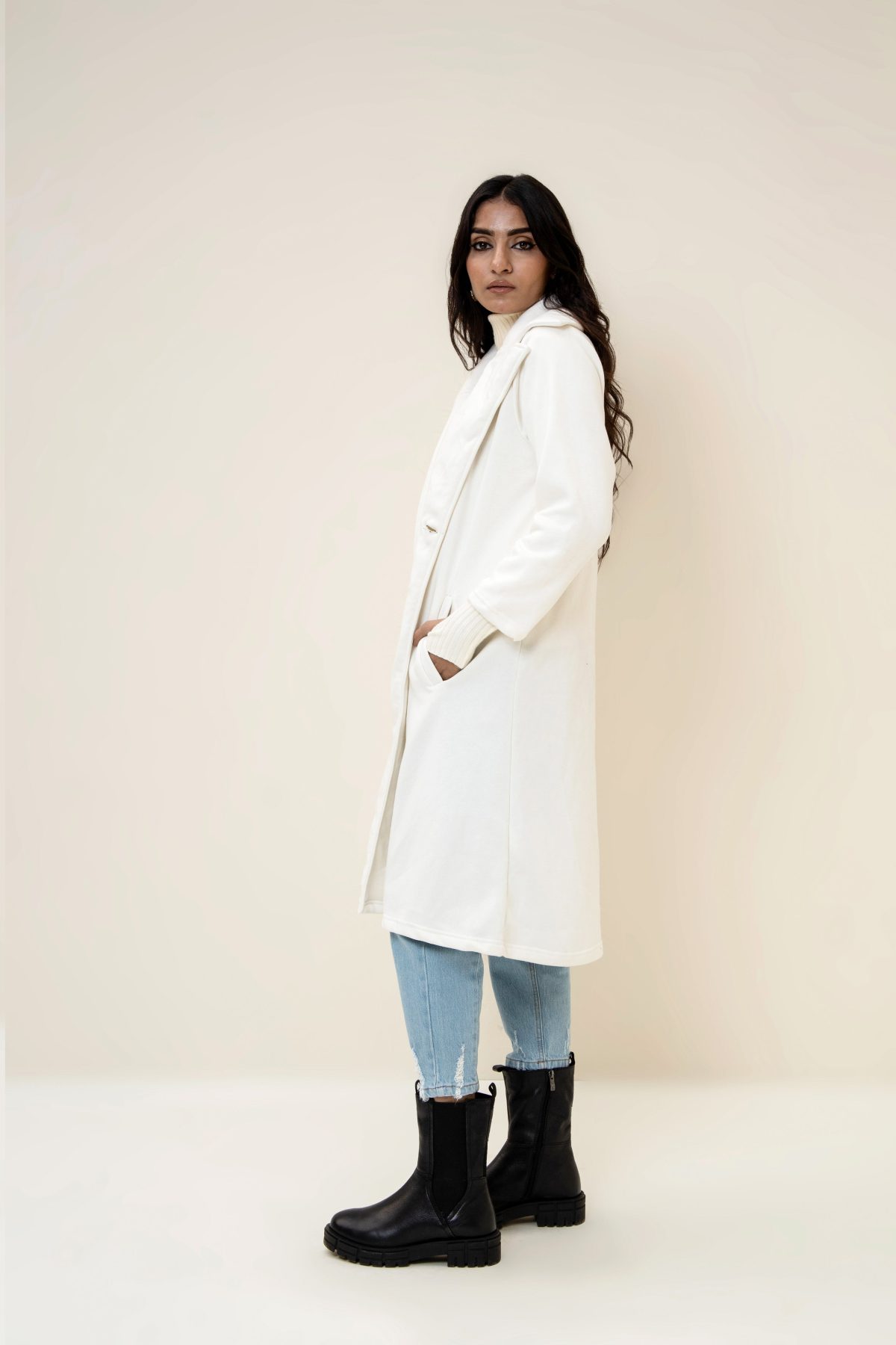 Bergen Neo Long Coat Off White - Image 2