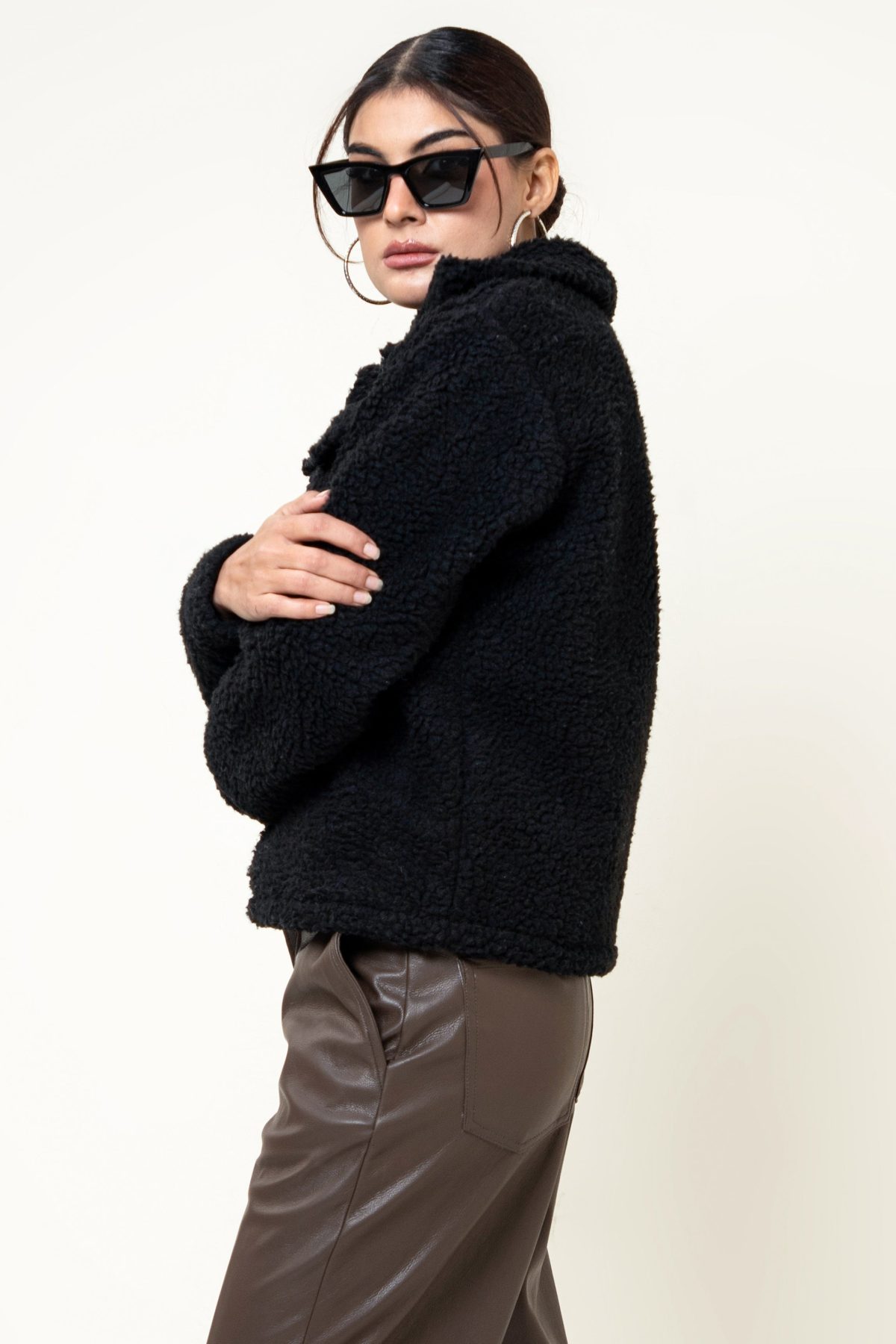 Fuzzy Flannel Button Up Black - Image 2