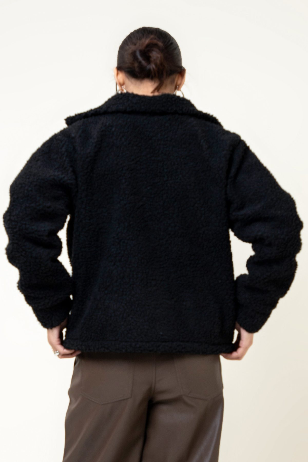 Fuzzy Flannel Button Up Black - Image 3