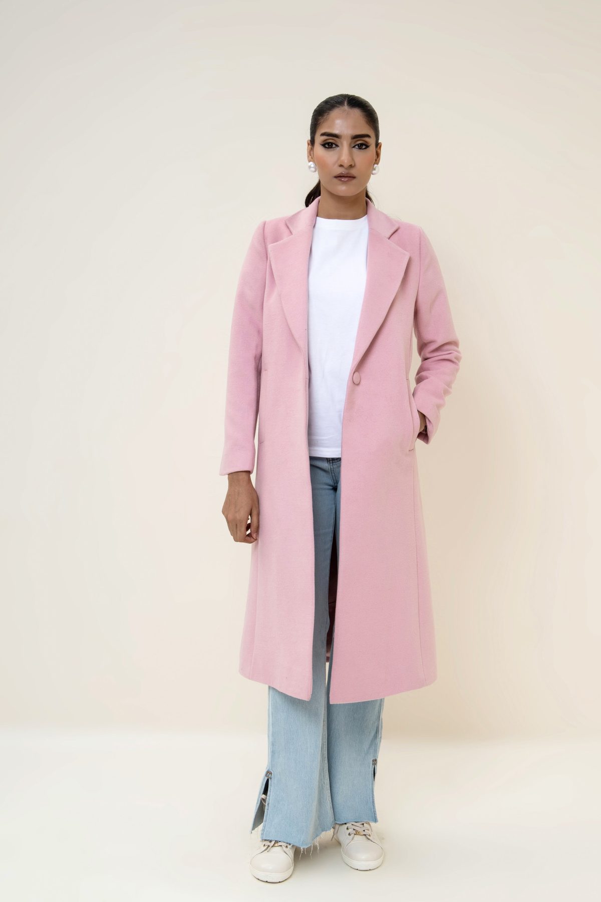 Chloe long coat pink - Image 3