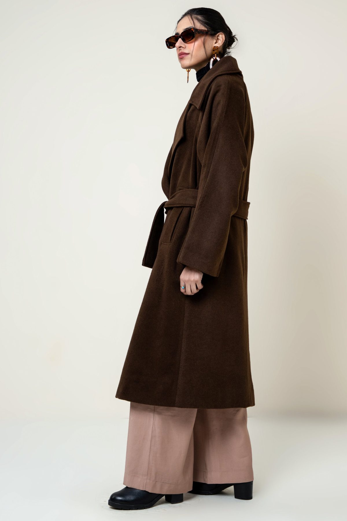 JUNO BELTED COAT CHOCOLATE BROWN - Image 2