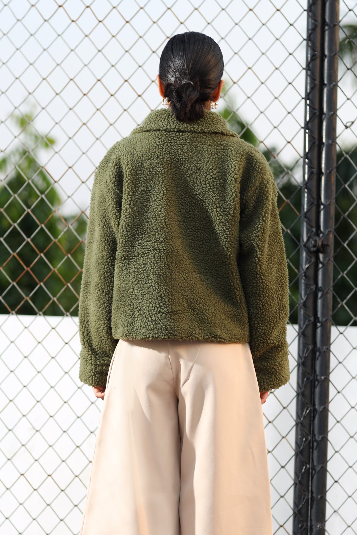 Fuzzy Flannel Button Up Olive - Image 4