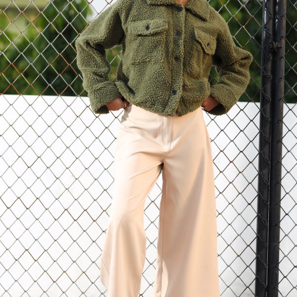 Fuzzy Flannel Button Up Olive